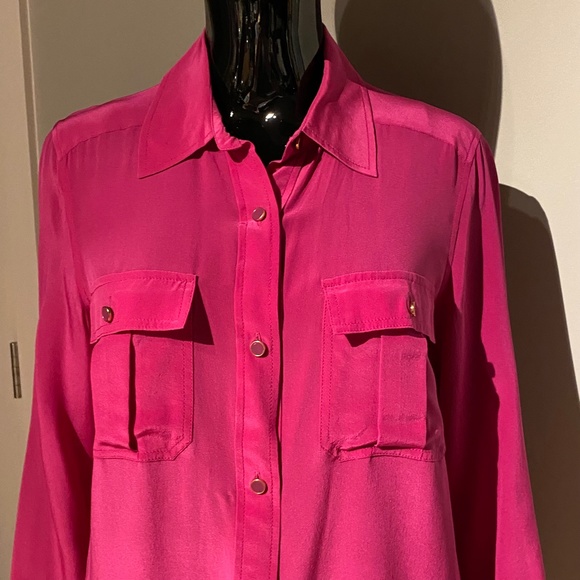 Marc by Marc Jacobs 100% Silk Blouse Hot Fuchsia M 6 - Picture 2 of 13